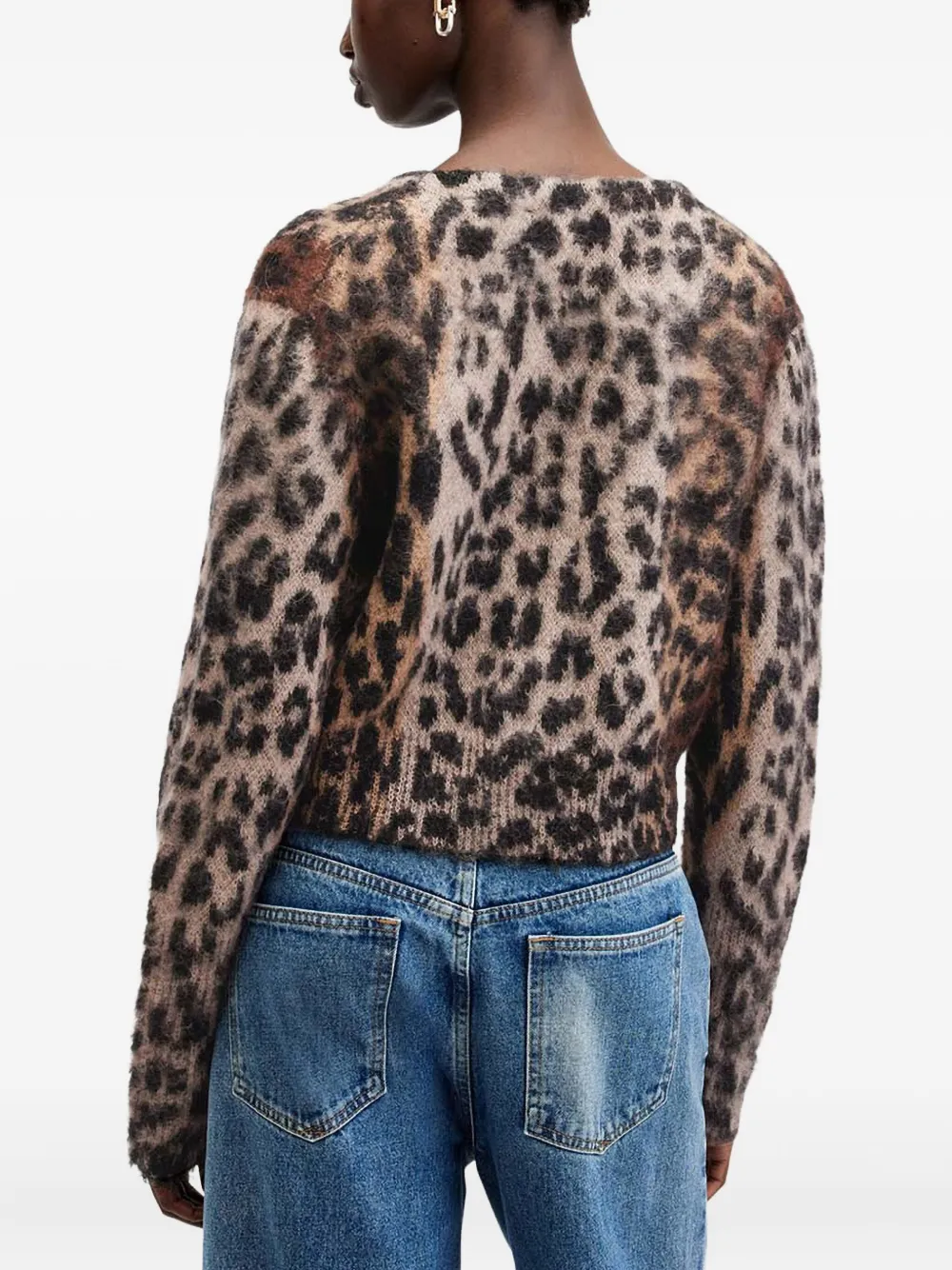 Allsaints Wick Lex Leopard-print Cardigan In Brown