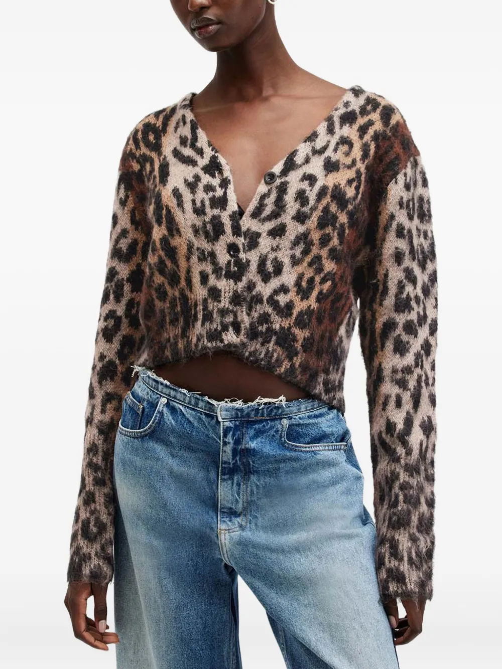 AllSaints Wick Lex leopard-print cardigan | Brown | Image 1