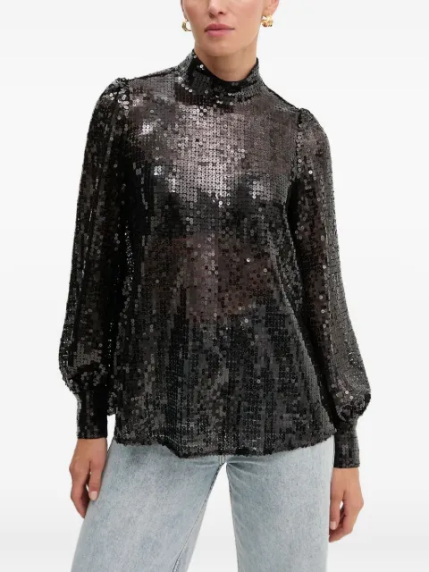 AllSaints Whitney sequin high-neck blouse