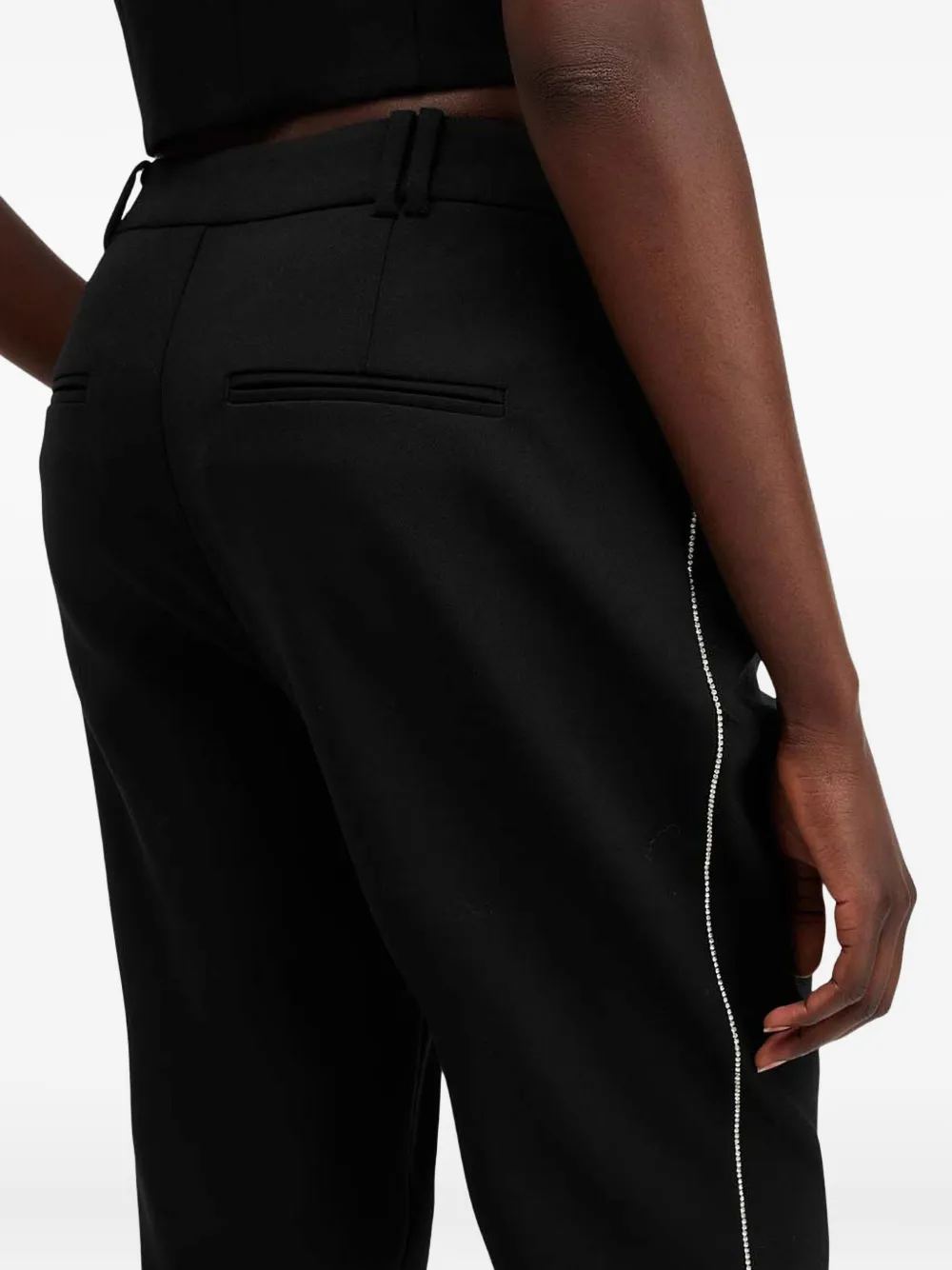 Allsaints Atlas Krys Crystal Stripe Pleated Ankle Pants In Black