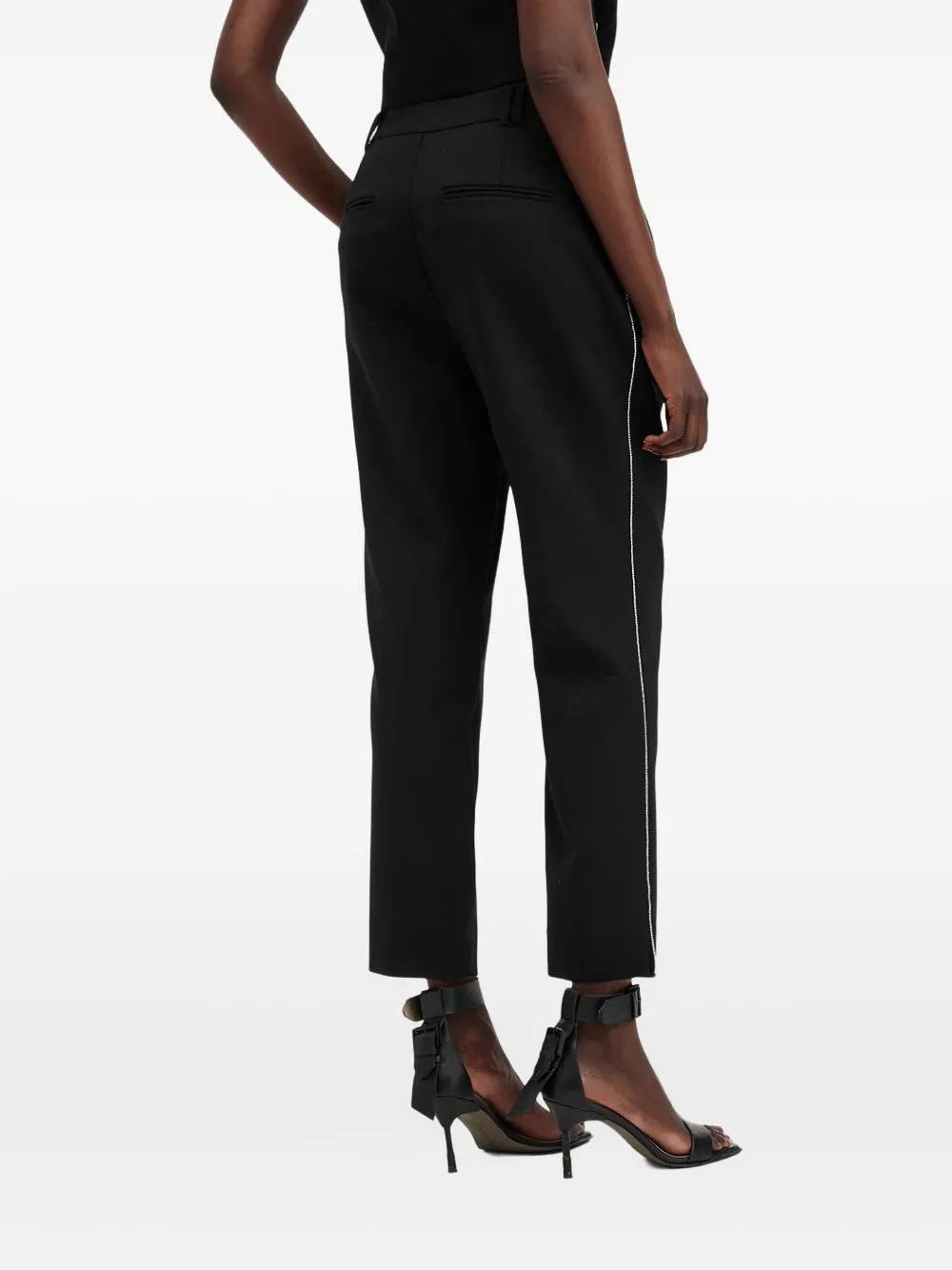 Allsaints Atlas Krys Crystal Stripe Pleated Ankle Pants In Black