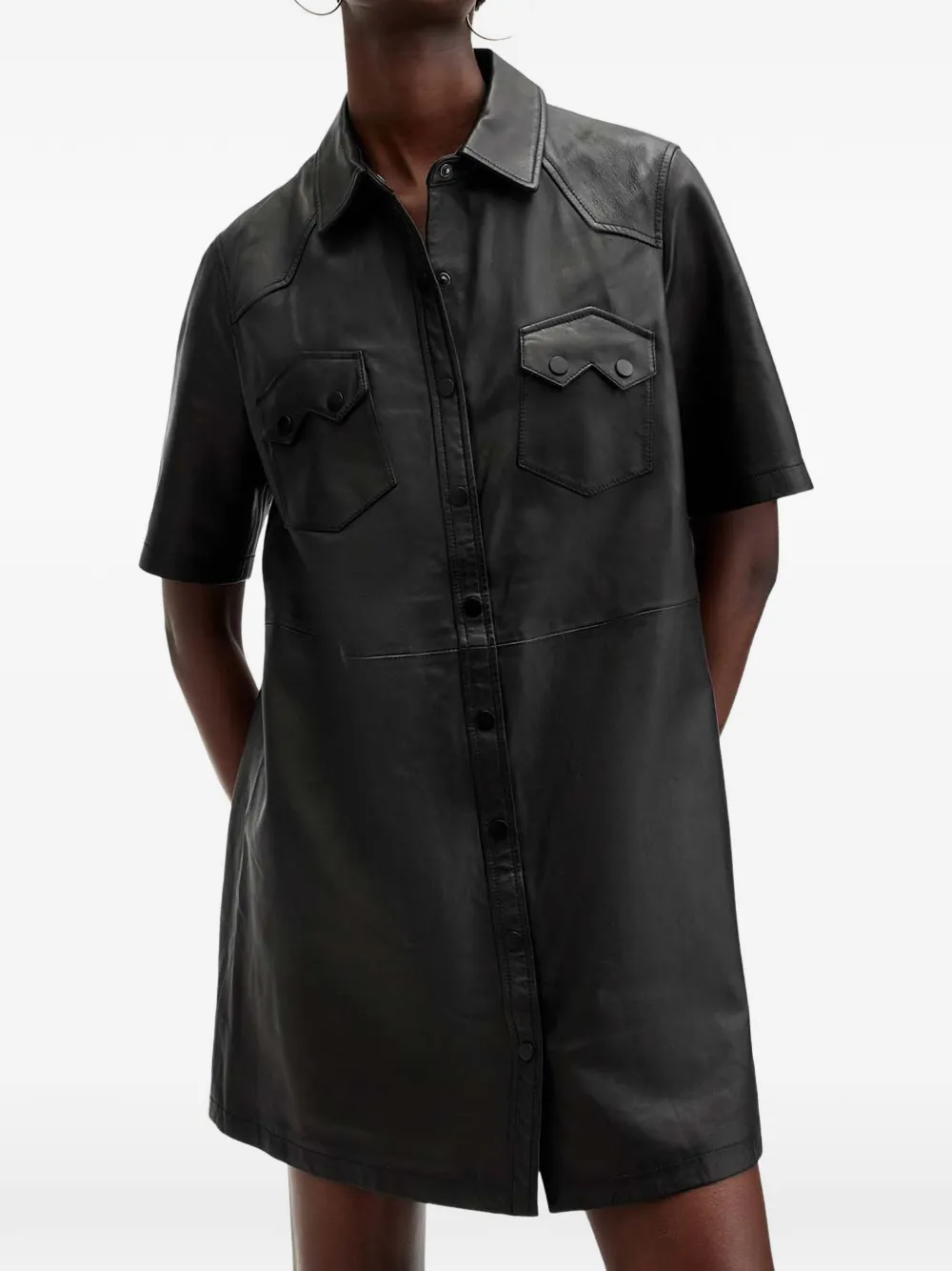 AllSaints Abito corto Rock in pelle - Nero