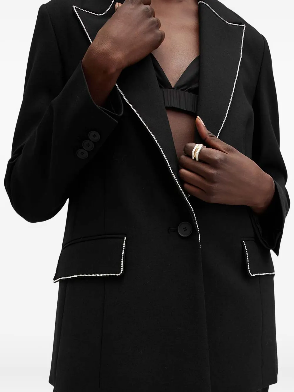 Allsaints Atlas Krys Crystal-trimmed Blazer In Black