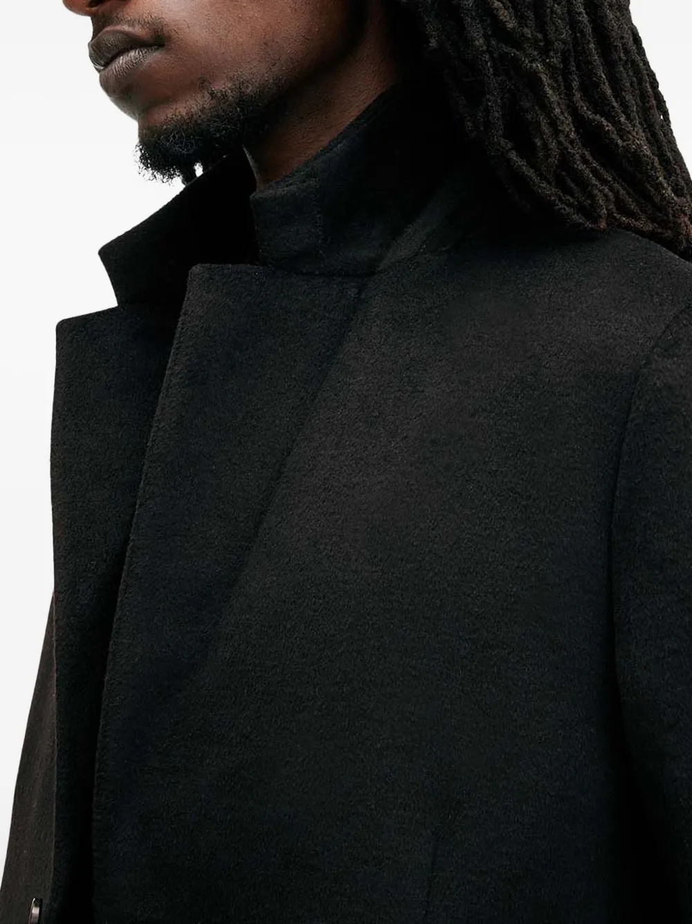 Allsaints Hal Button-fastening Coat In Black