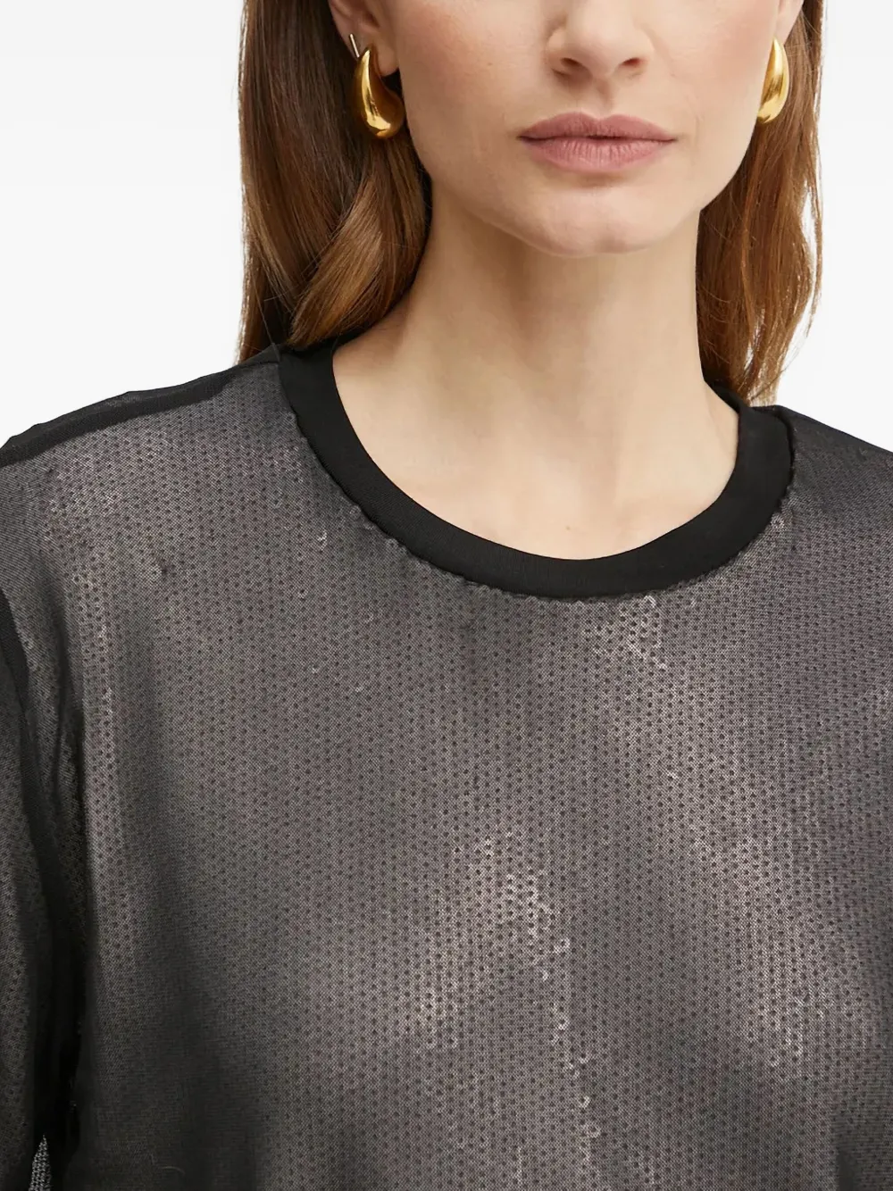 Hugo Boss Enviro Sequin Crew-neck T-shirt In Black