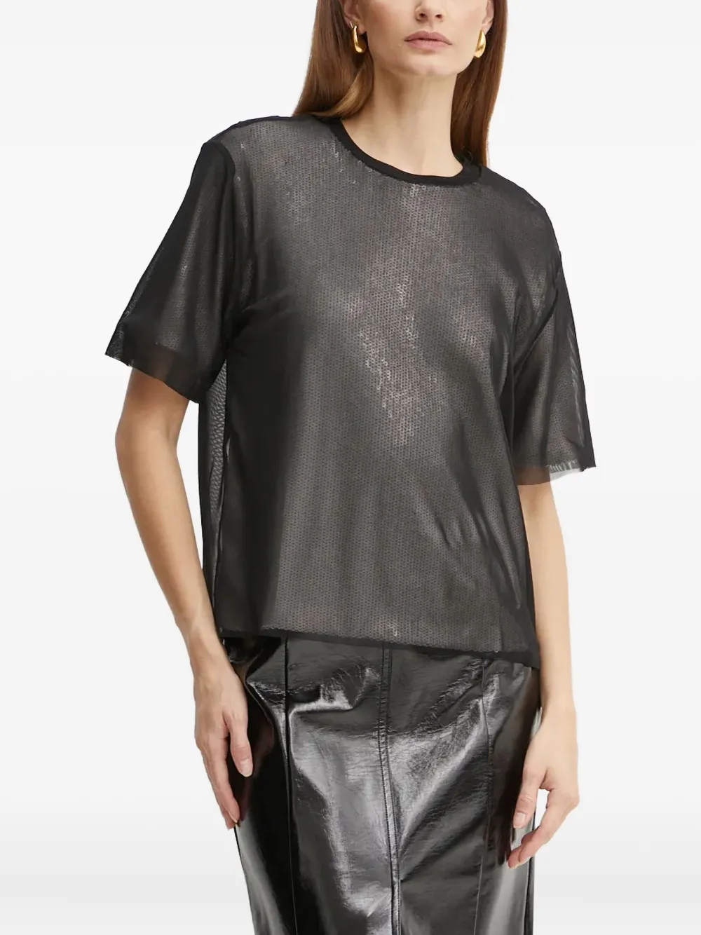 Hugo Boss Enviro Sequin Crew-neck T-shirt In Black