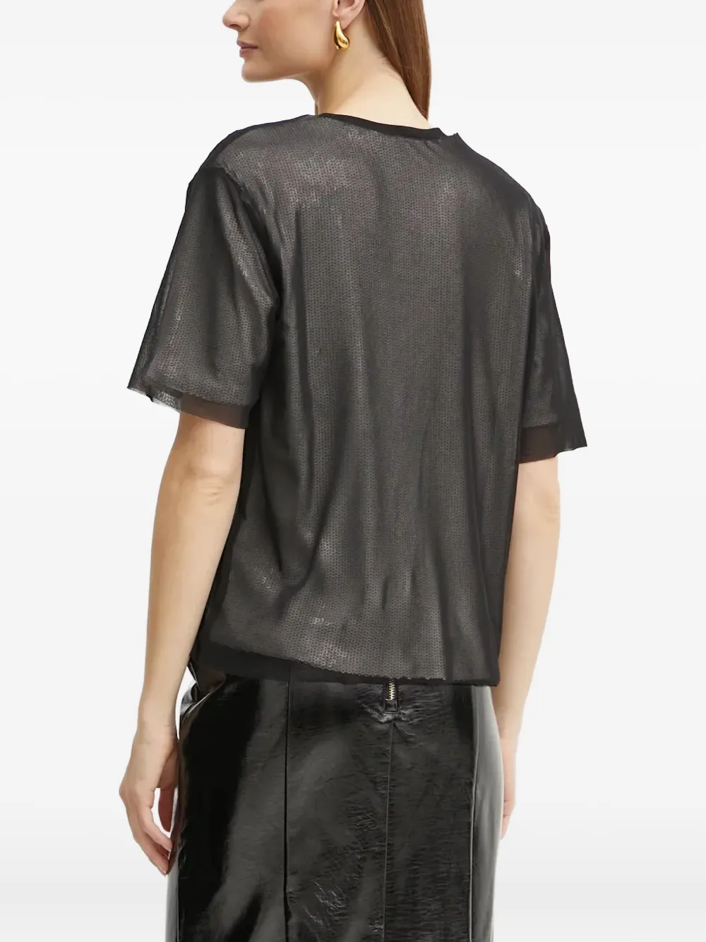 Hugo Boss Enviro Sequin Crew-neck T-shirt In Black