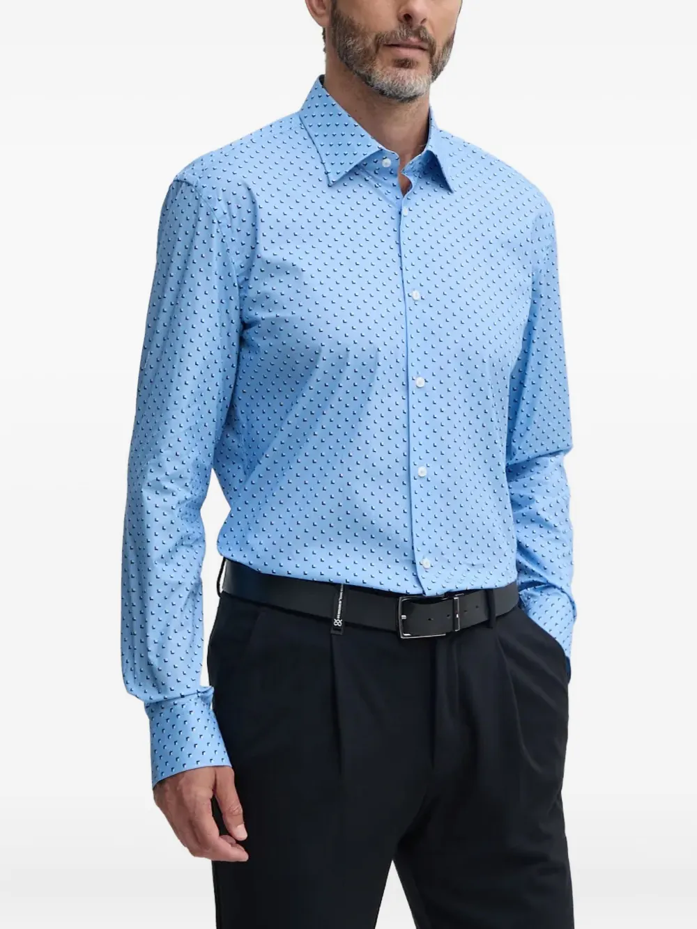 BOSS H-Hank-Kent patterned buttoned shirt | Blue | Image 1