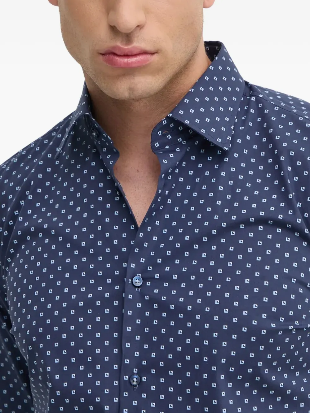 Hugo Boss H-hank-kent Patterned Shirt In Blue