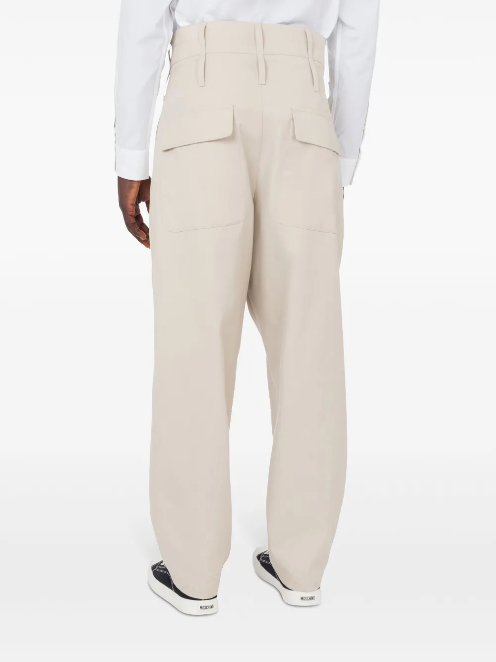 Moschino Broek met dubbele tailleband Beige