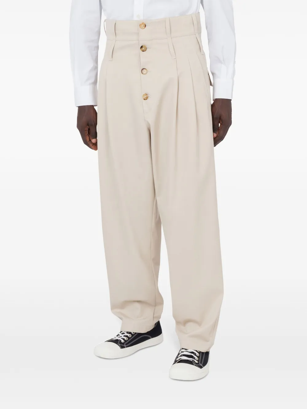 Moschino Broek met dubbele tailleband - Beige