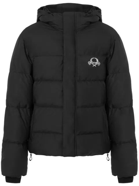 Moschino chamarra capitonada con logo bordado