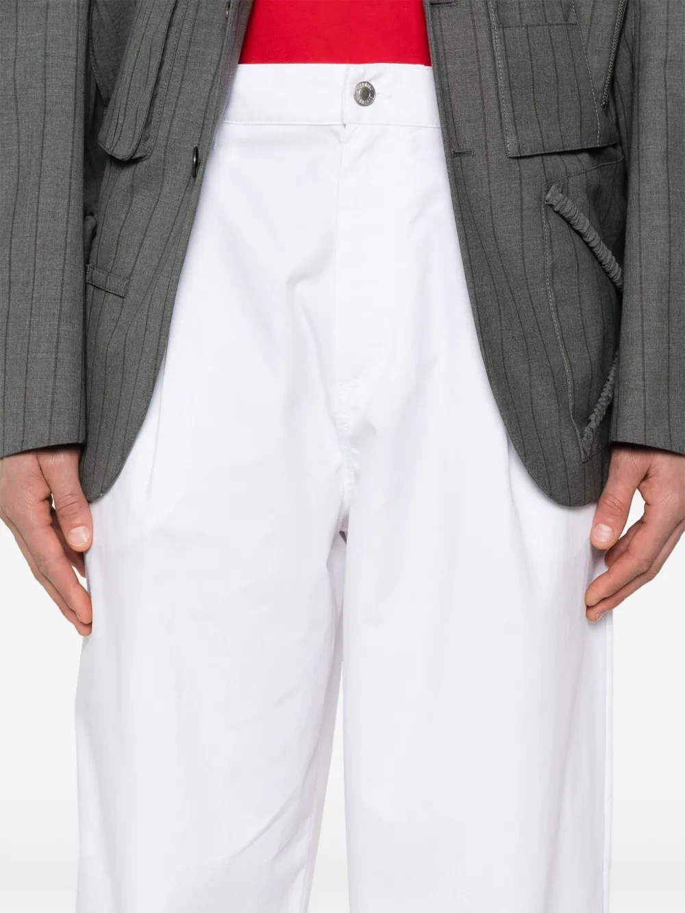 Moschino Plooibroek met wijde pijpen Wit