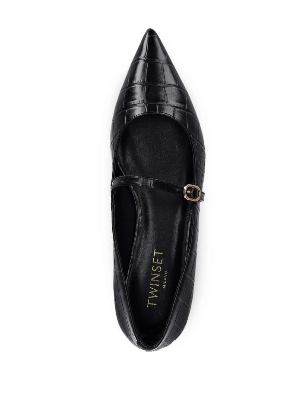 TWINSET crocodile-effect ballet flats Black