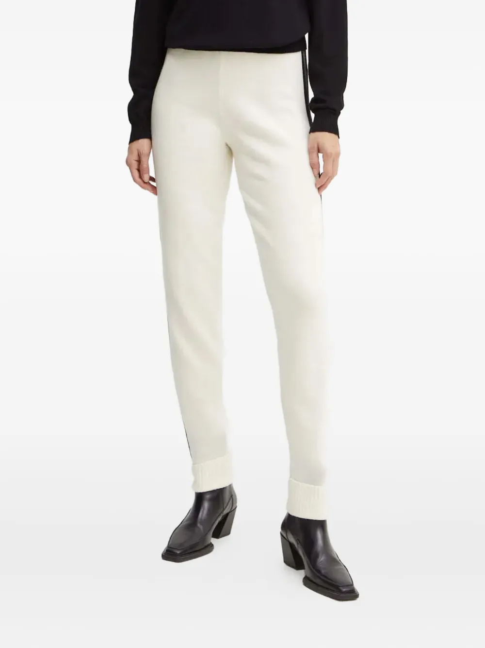 Twinset Lace-detail Cuffed Trousers In White