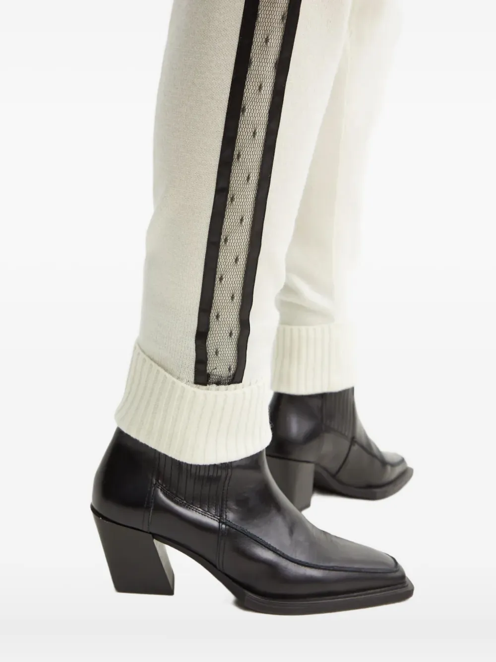 Twinset Lace-detail Cuffed Trousers In White