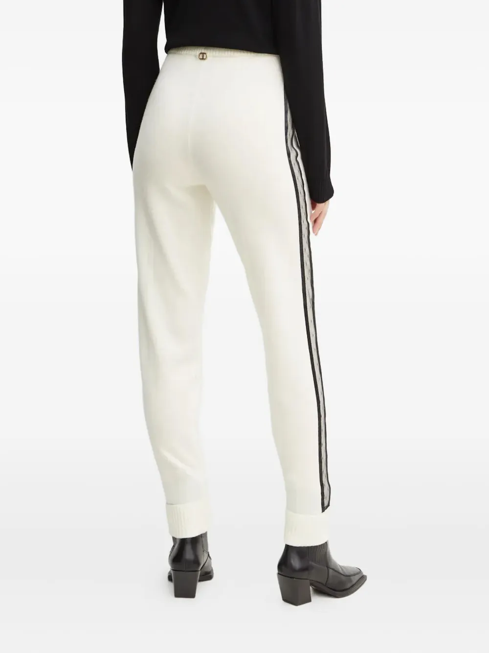 Twinset Lace-detail Cuffed Trousers In White