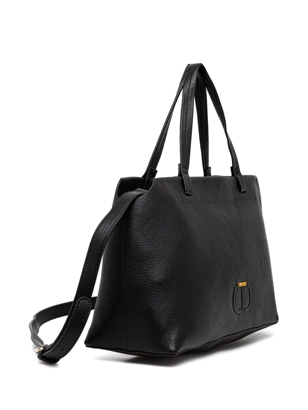 TWINSET Shopper met logoplakkaat - Zwart