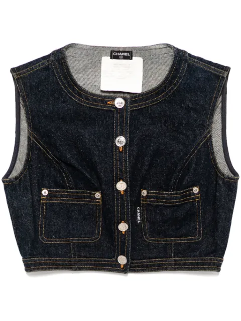CHANEL Pre-Owned 1990-2000s Sleeveless Vest Denim Jacket