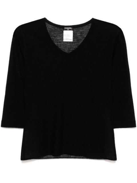 HOT SALE CHANEL 2002 three-quarter length sleeves top Women