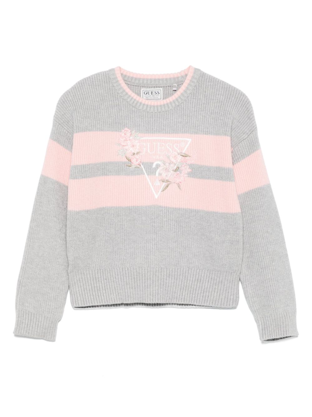 Shop Guess Triangle Logo-embroidered Sweater In Grey