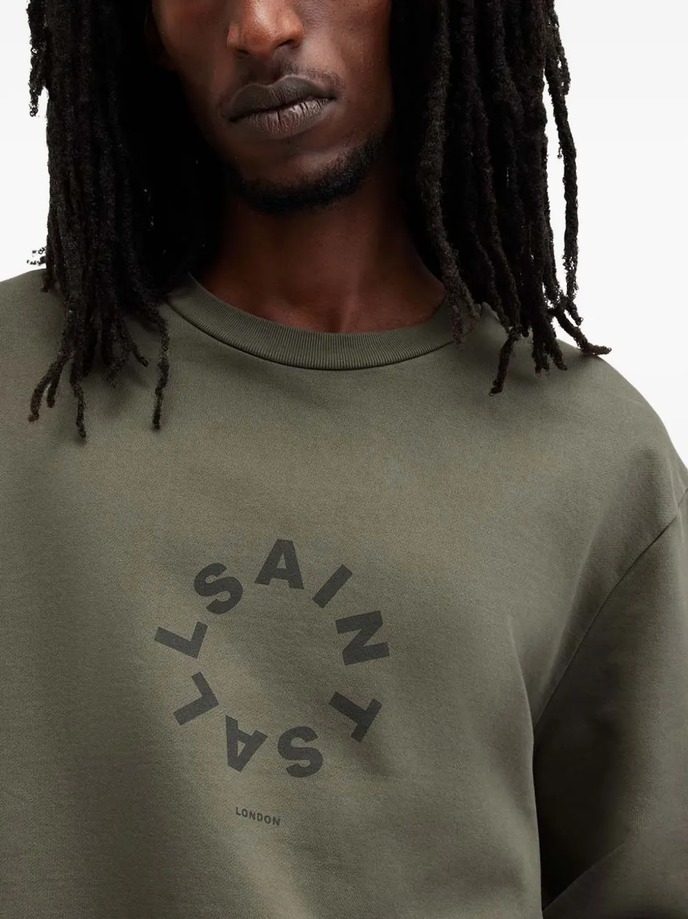 AllSaints Tierra sweater met rond logo Groen