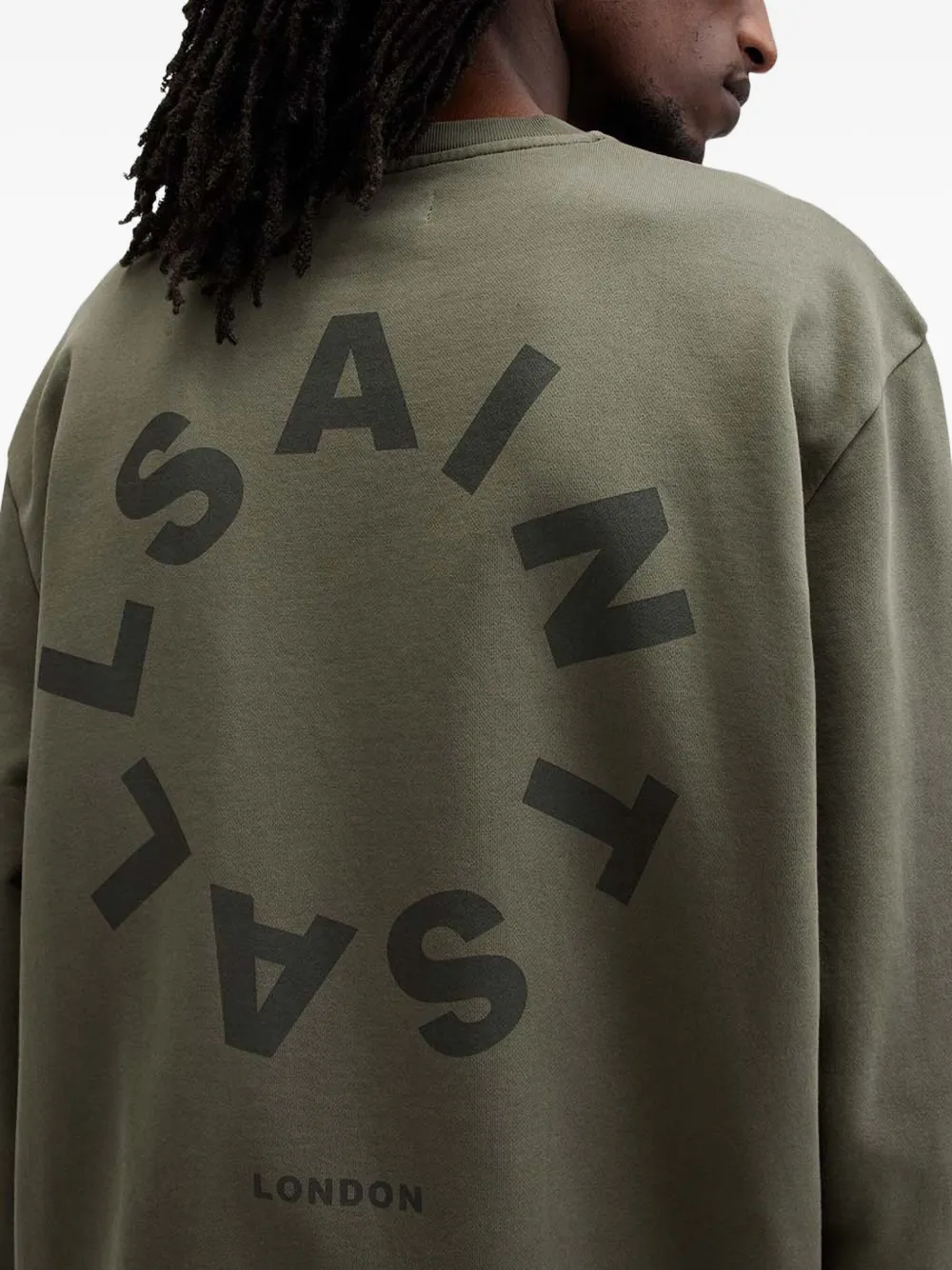 AllSaints Tierra sweater met rond logo Groen