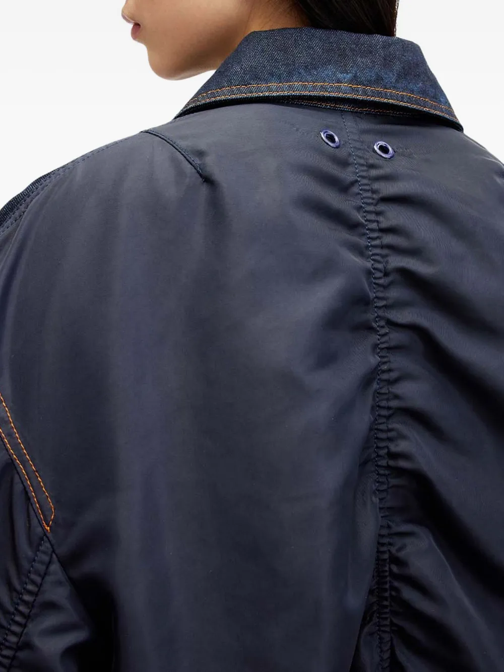 AllSaints Dillan jack met denim vlakken Blauw