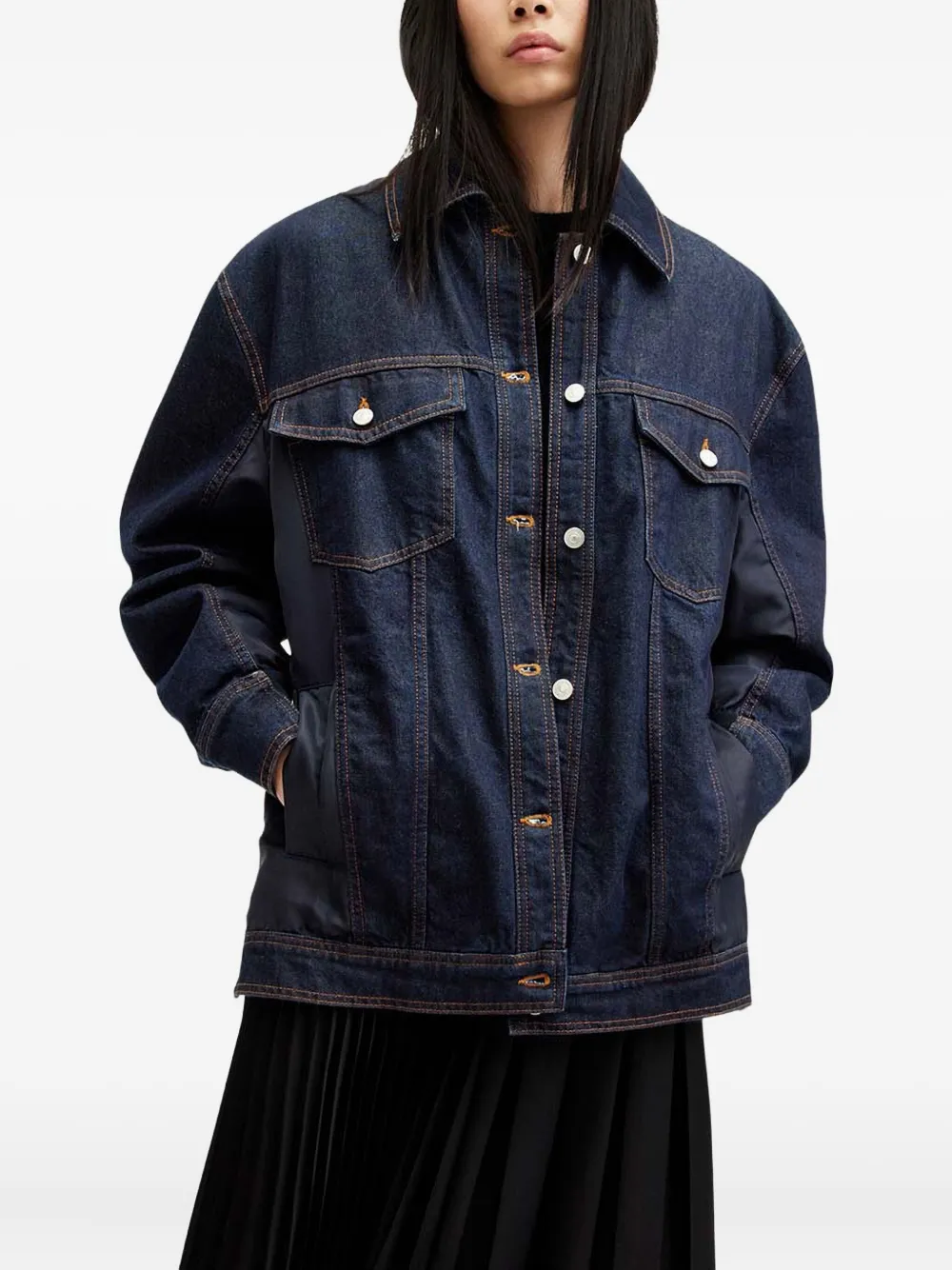 AllSaints Dillan デニムパネル ジャケット - ブルー AllSaints Dillan デニムパネル ジャケット - ブルー