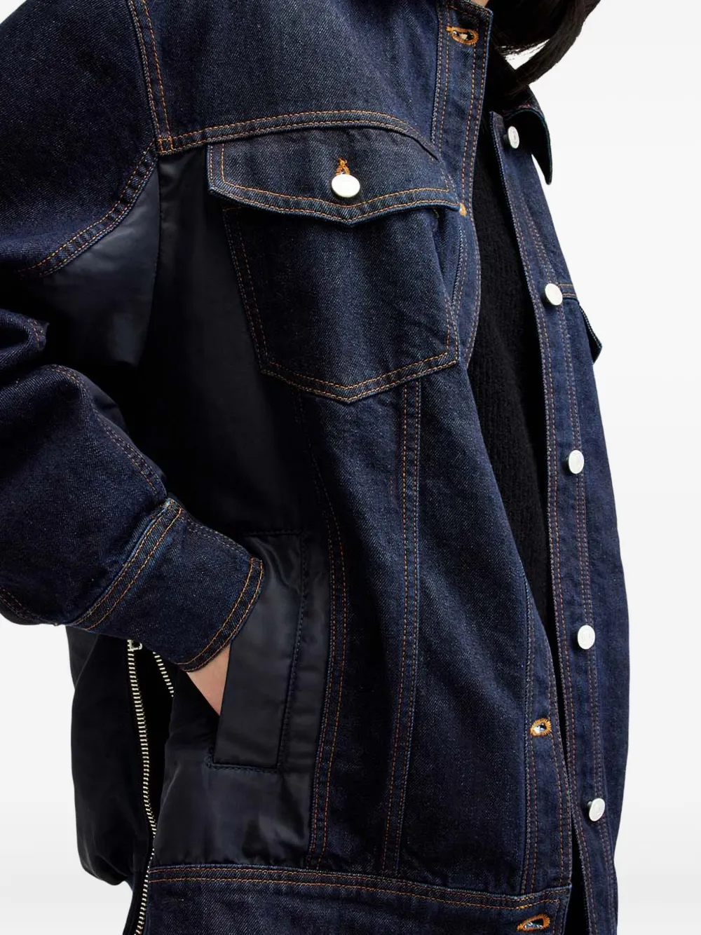 AllSaints Dillan jack met denim vlakken Blauw