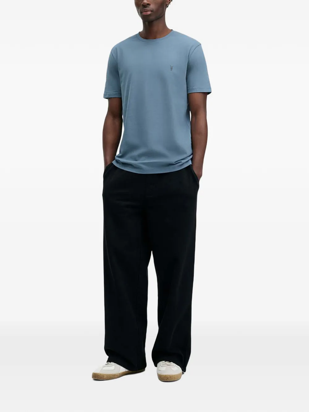 AllSaints Brace logo-embroidered round-neck T-shirt - Blauw