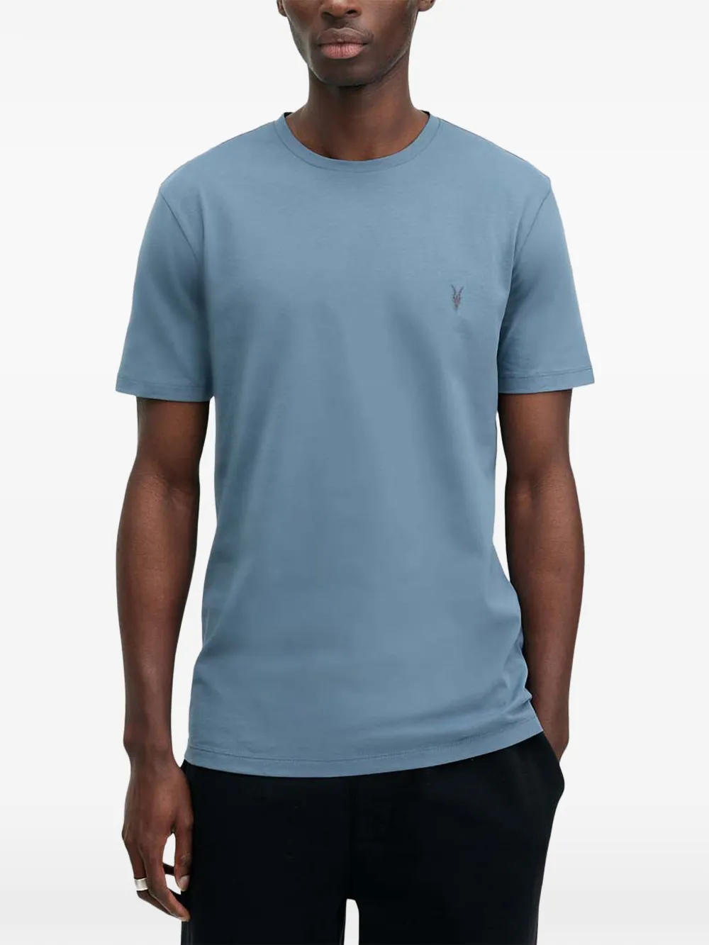 AllSaints Brace logo-embroidered round-neck T-shirt | Blue | Image 1