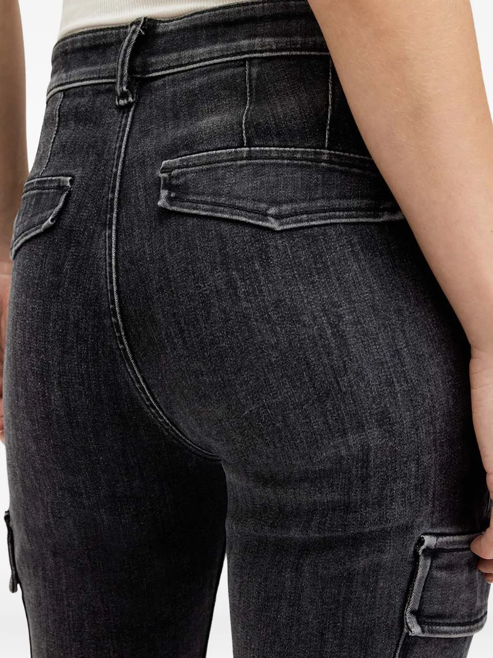 Allsaints Duran Frayed Cargo Jeans In Black