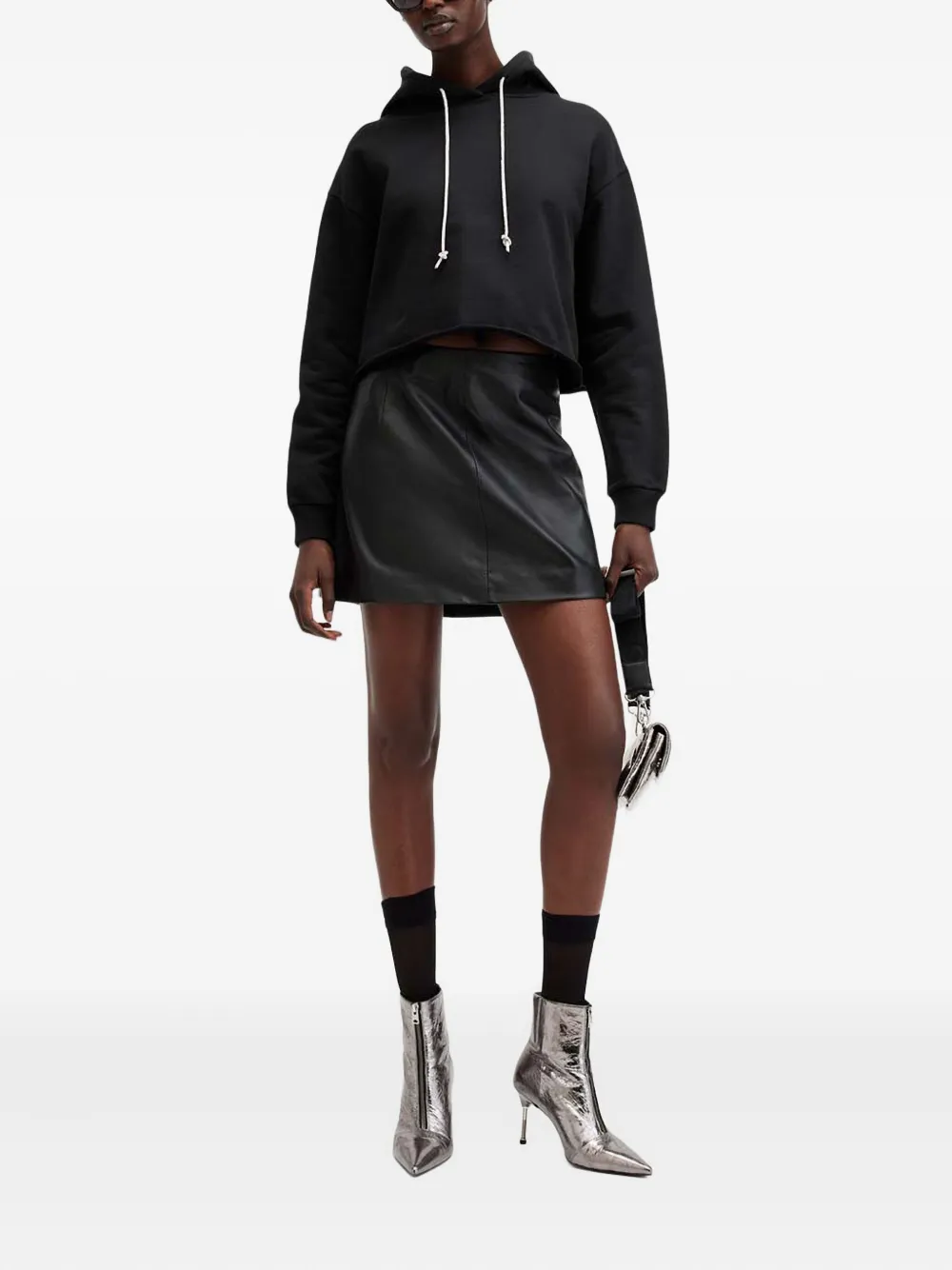 AllSaints Pippa cropped hoodie - Zwart