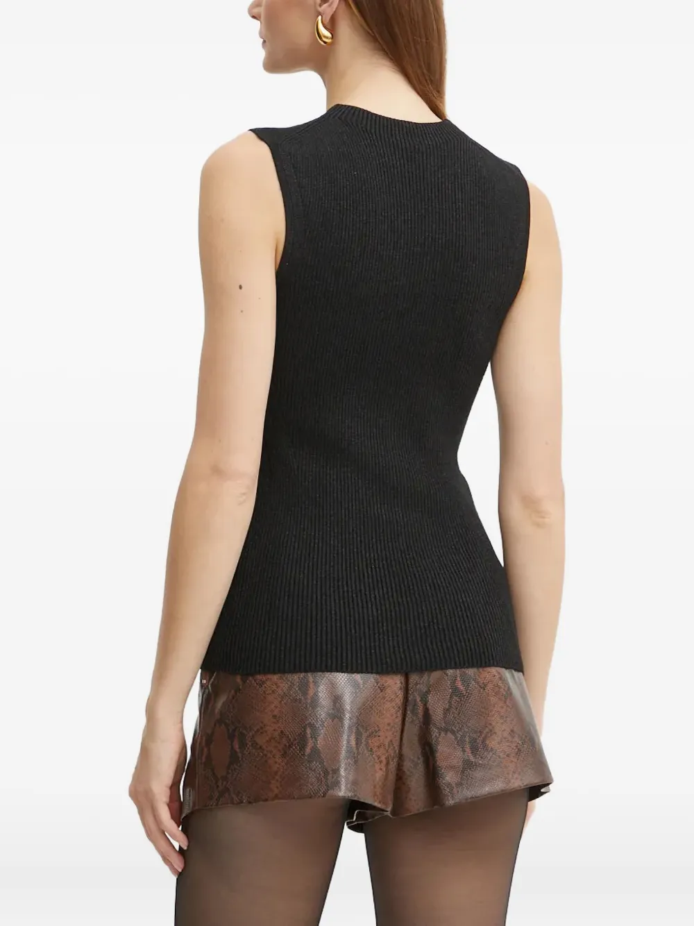 BOSS Fusoni geribbelde mouwloze tanktop Zwart