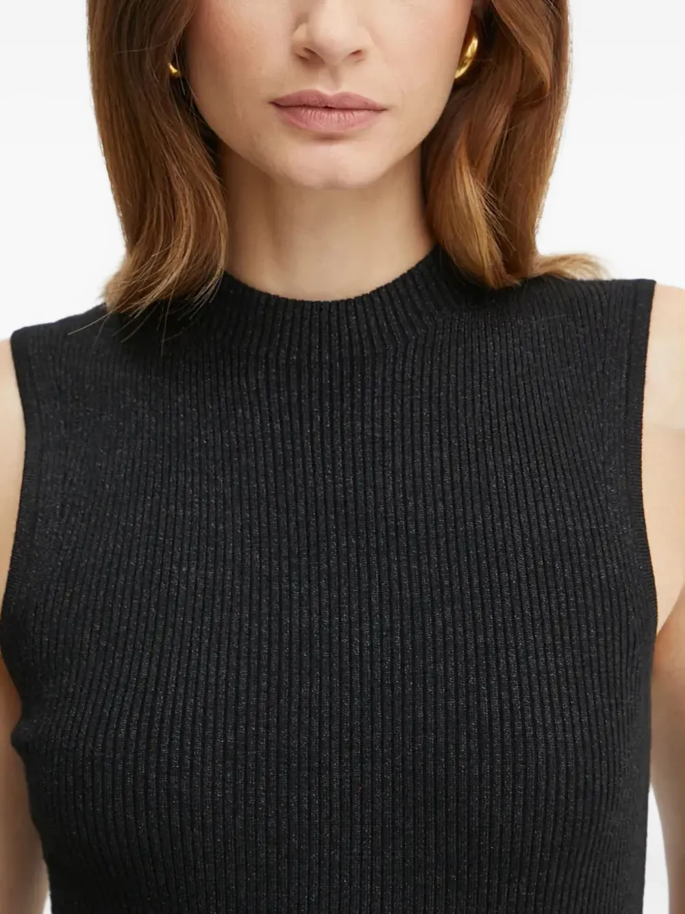 BOSS Fusoni geribbelde mouwloze tanktop Zwart