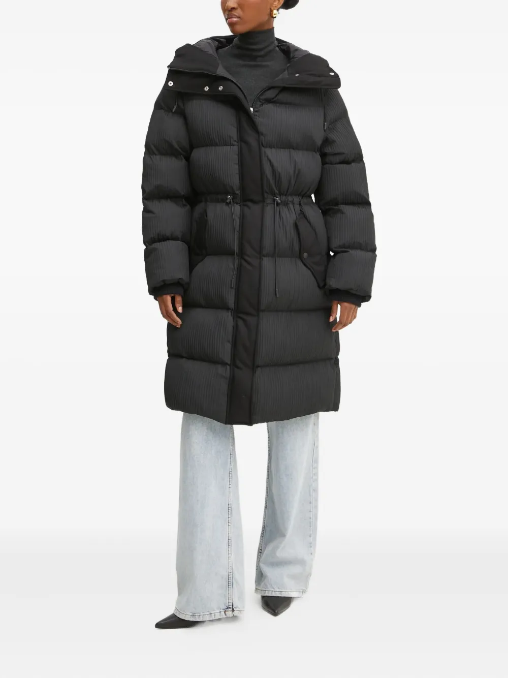 Hugo Boss Papera Hooded Coat In Black