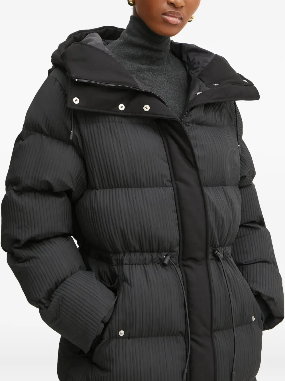 Hugo Boss Papera Hooded Coat In Black