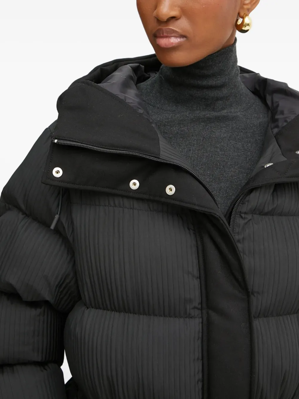 Hugo Boss Papera Hooded Coat In Black