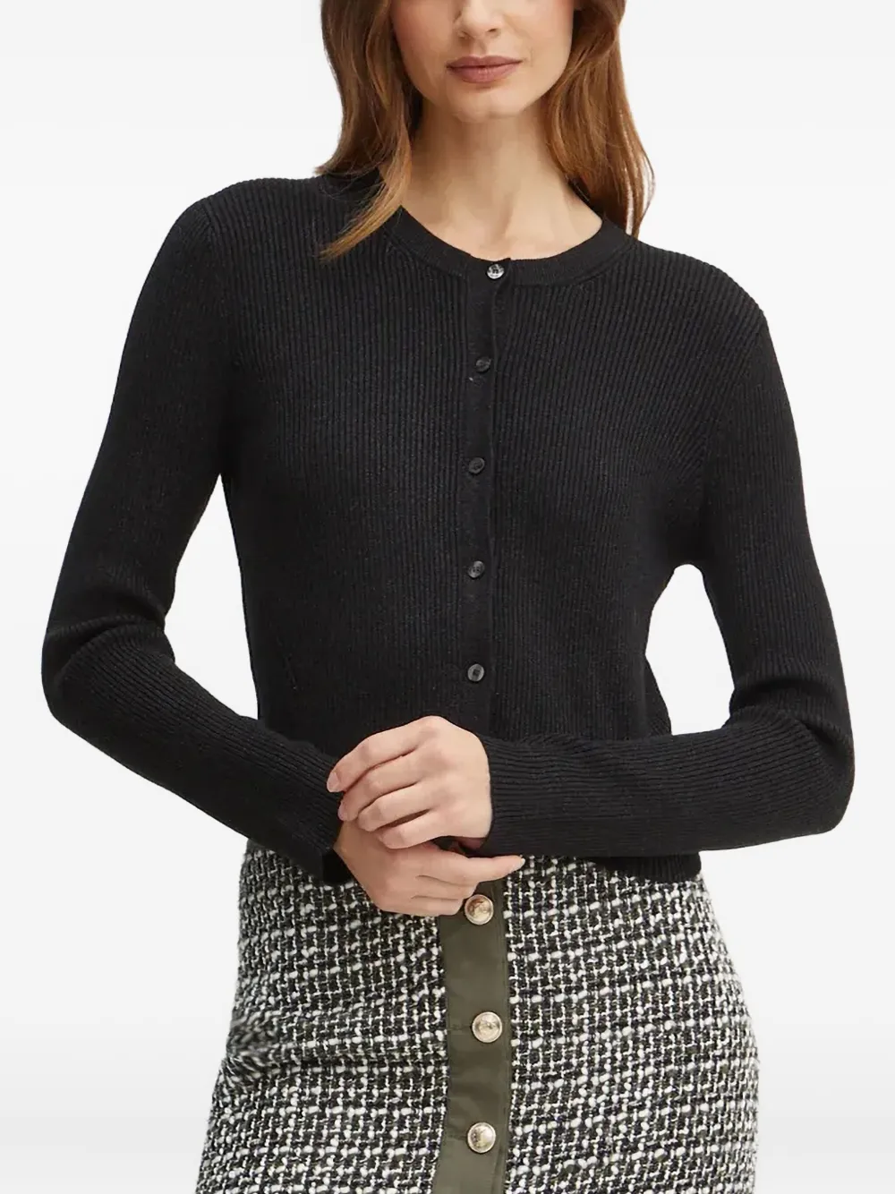 BOSS ribbed buttoned cardigan | Black | Image 1