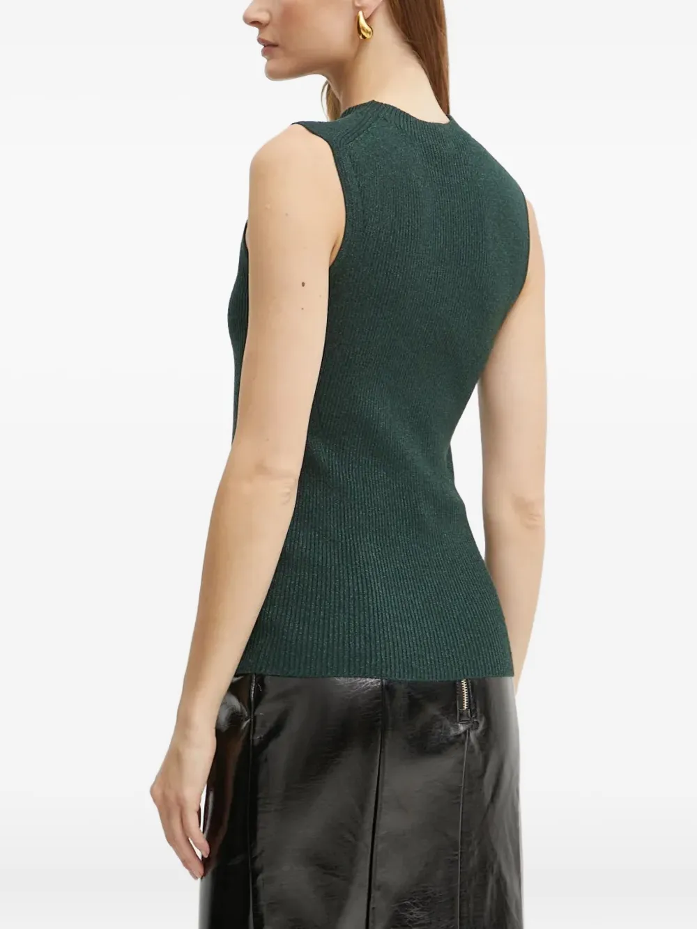 BOSS Fusoni geribbelde mouwloze tanktop Groen