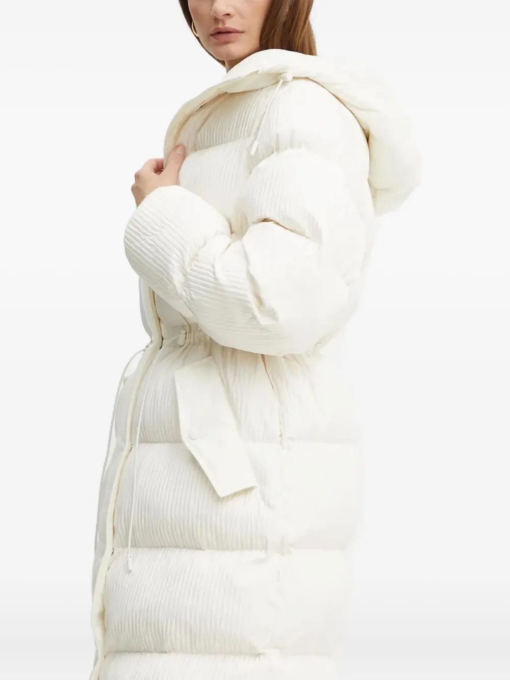 BOSS Papera jas met capuchon en trekkoord Wit