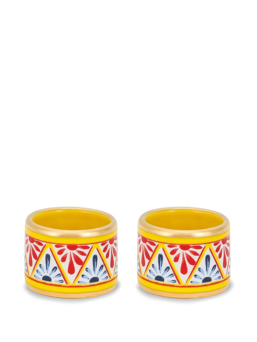 Dolce & Gabbana Mittelgroße Serviettenringe aus Porzellan (2er-Set) | Gelb | Image 1