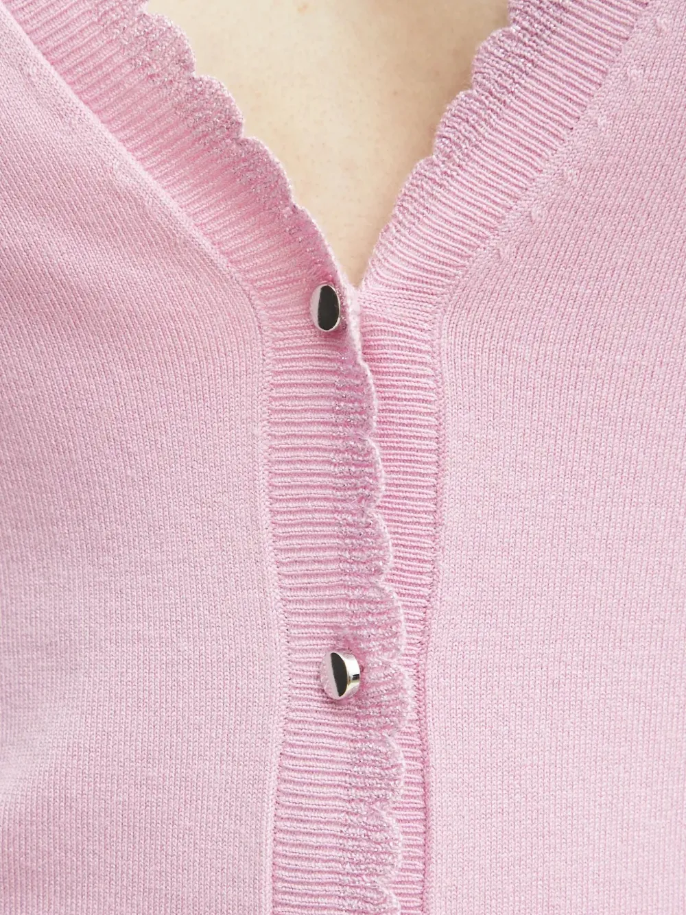 Liu •jo Scalloped-trim Button-fastening Cardigan In Pink