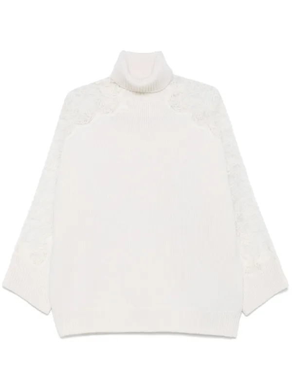 Elie Saab Lace-detail Sweater in White