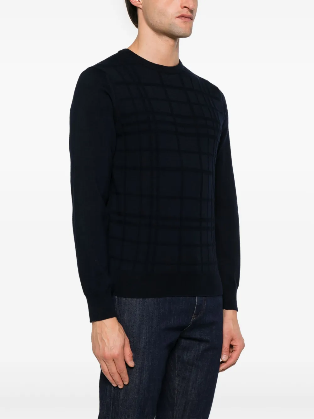 Canali Trui van merinowol Blauw