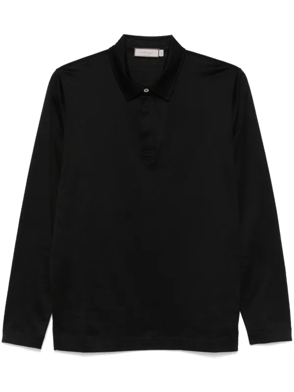 Canali Lightweight-jersey Polo Shirt in Black
