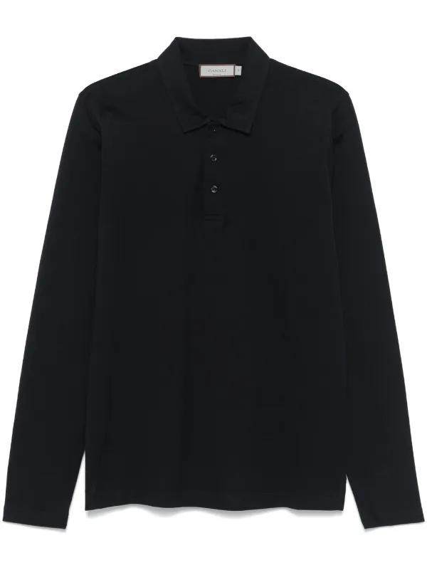 Canali Piqué-weave Polo Shirt in Blue