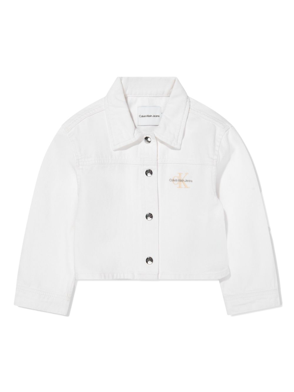 Calvin Klein Kids logo-embroidered denim jacker - White