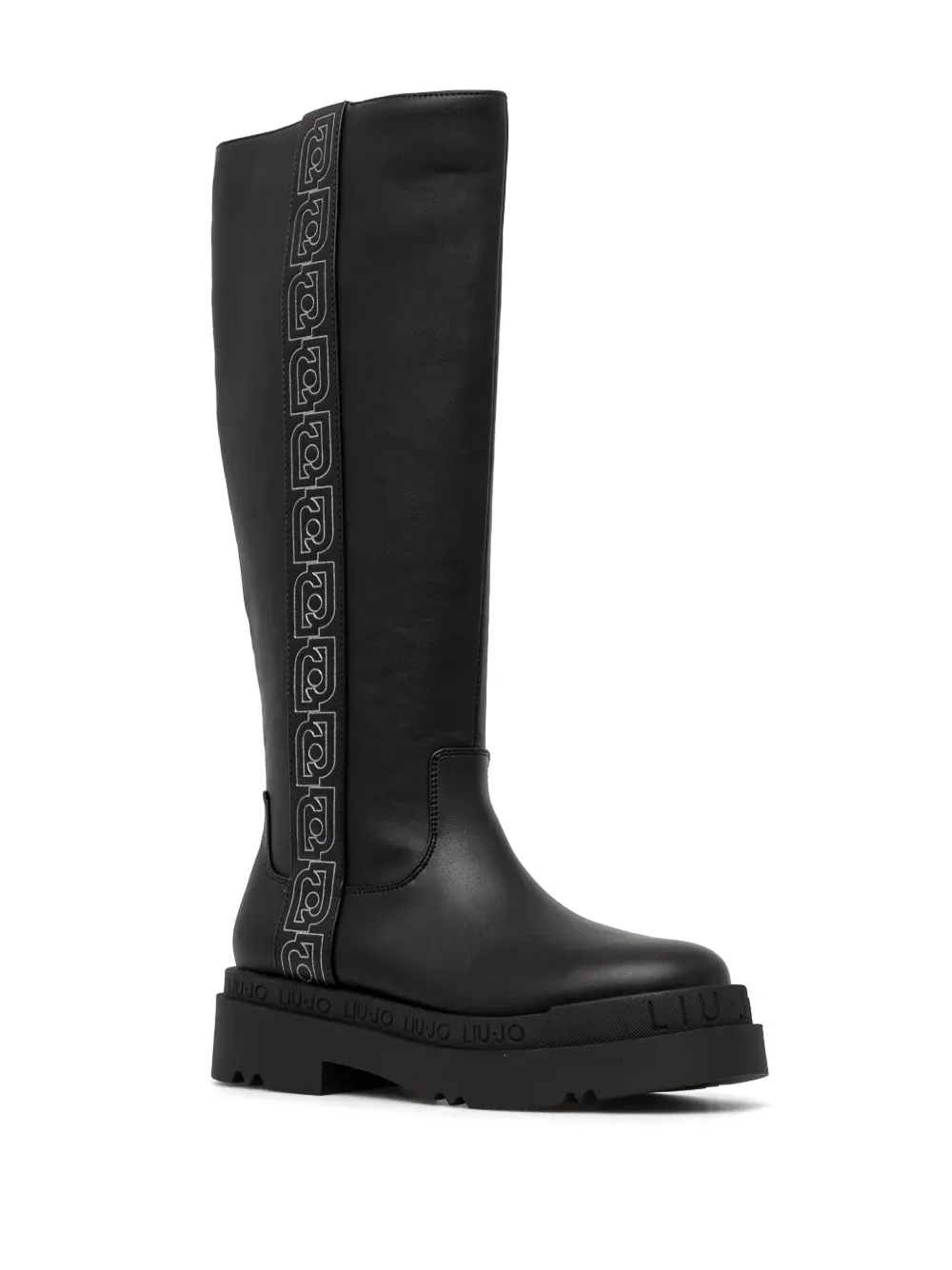 LIU JO monogram-embroidered boots - Zwart
